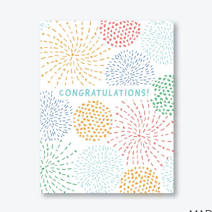 Fireworks Congratulations Greeting Card for wholesale by meoMADE