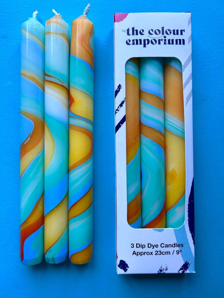 The Colour Emporium – wholesale Tapered candle/candlestick – JUPITER - Marbled Dinner Candle Trio3