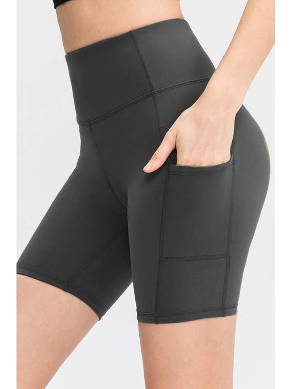 Color 5 - Wholesale Athletic Shorts - Women's - Solid color premium yoga biker shorts with side pockets1