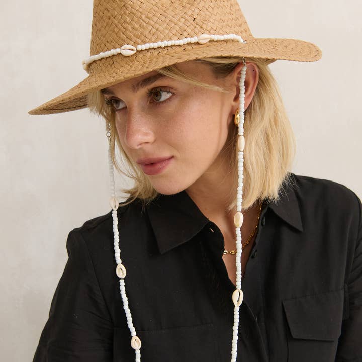 Angels Whisper Accessories - Wholesale Straw Hat - Women's - Seashells Cowboy Summer Hat