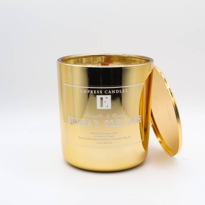 Natural Nontoxic Vegan Long Burning Time Lavender & Sage "Sunday Cleanse" Candle for wholesale by Empress Candles