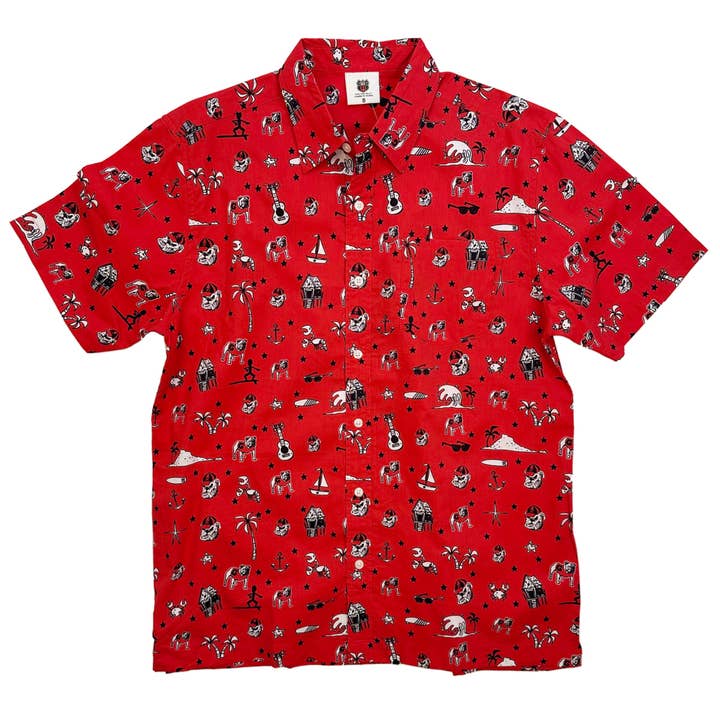 Georgia Bulldogs Men's Beach Party Short Sleeve Shirt for wholesale by Wes and Willy