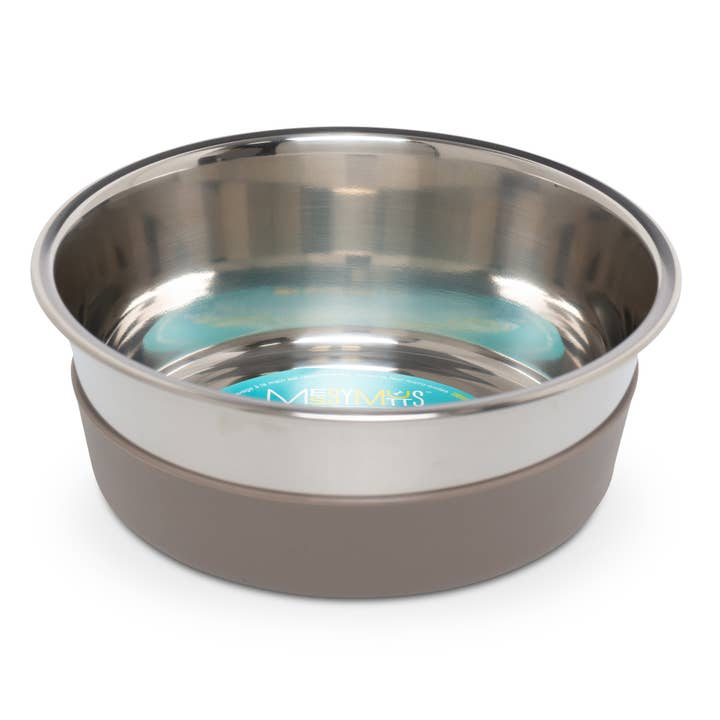 Heavy Gauge Stainless Steel Dog Bowl with Non-Slip Removable Silicone Base, Large, 4.5 Cups for wholesale by Messy Mutts-US
