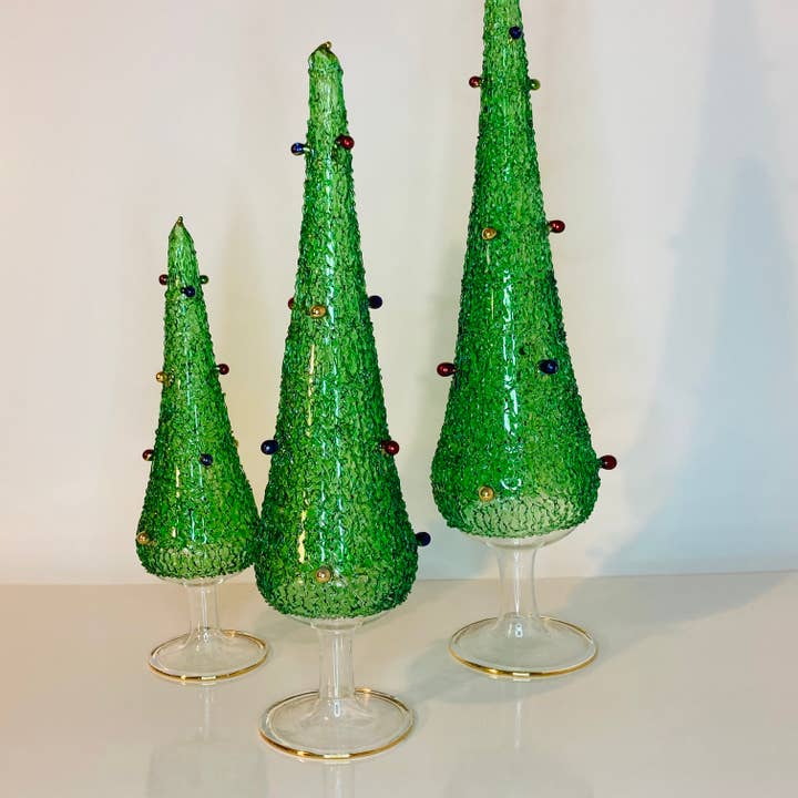 Dandarah - Wholesale Christmas Decoration - Blown Glass Tabletop Christmas Tree Green with Colors