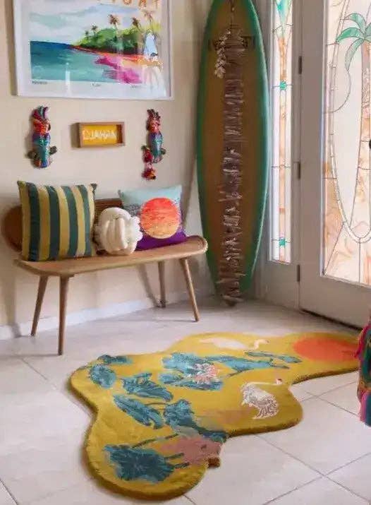 Maia Homes - Wholesale Area Rug - Cranes and Lotus in a Sunny Pond Hand Tufted Rug2