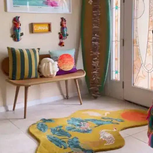 Maia Homes - Wholesale Area Rug - Cranes and Lotus in a Sunny Pond Hand Tufted Rug2