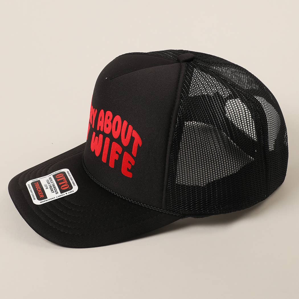 Fashion City - Wholesale Trucker Hat - Unisex - Sorry About My Wife / Husband Text Mesh Back Trucker Hat32