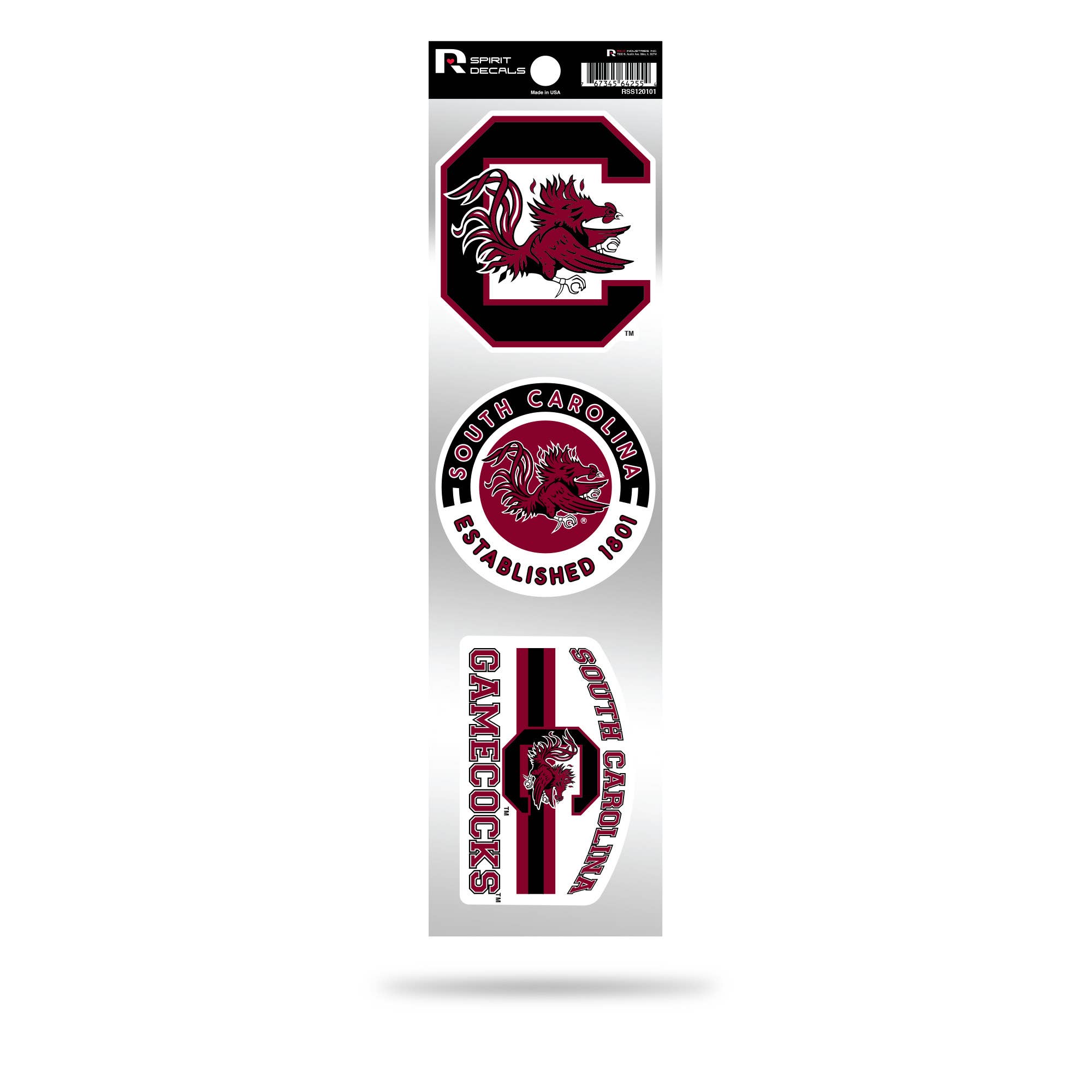 Rico Industries - Wholesale Sticker - NCAA  South Carolina Gamecocks  3-Piece Retro Spirit Decals0