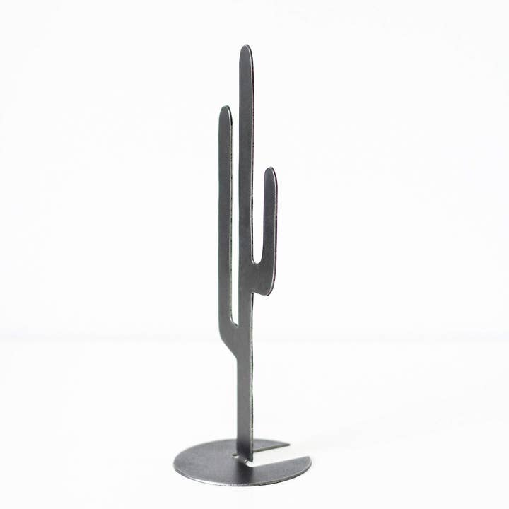 Highland Ridge | Handmade Home Decor - Wholesale Decorative Tabletop Object - Metal Cactus Silhouette - Medium