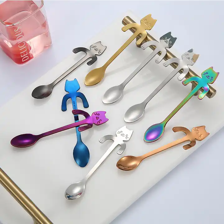 Sostraw & SmartThings - Wholesale Table Spoon (Cutlery) - Cat Spoon - For Tea, Coffee or Dessert - 4 colors4