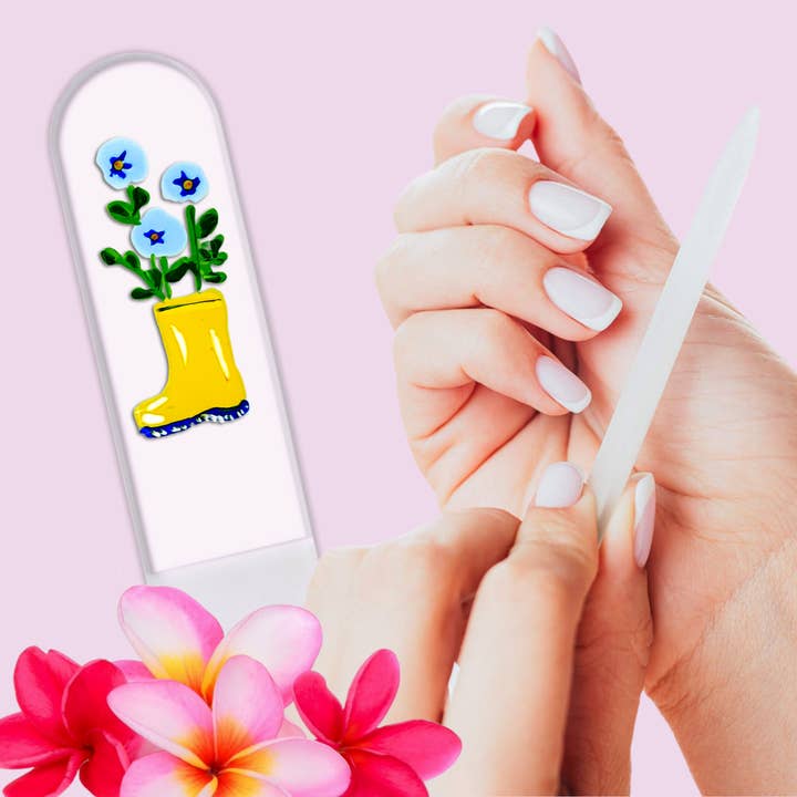 Classy Nail Files - Wholesale Nail File - Rainy Days Boot Flower Pansy Hand Painted Crystal Nail File8