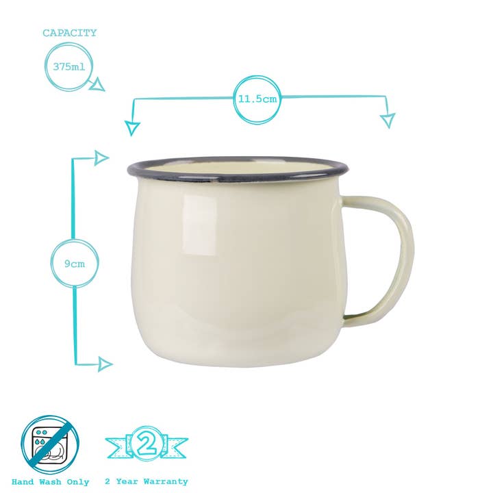 Rinkit Ltd - Wholesale Coffee Mug - Argon Tableware Coloured Enamel Belly Mug - 375ml - Cream4