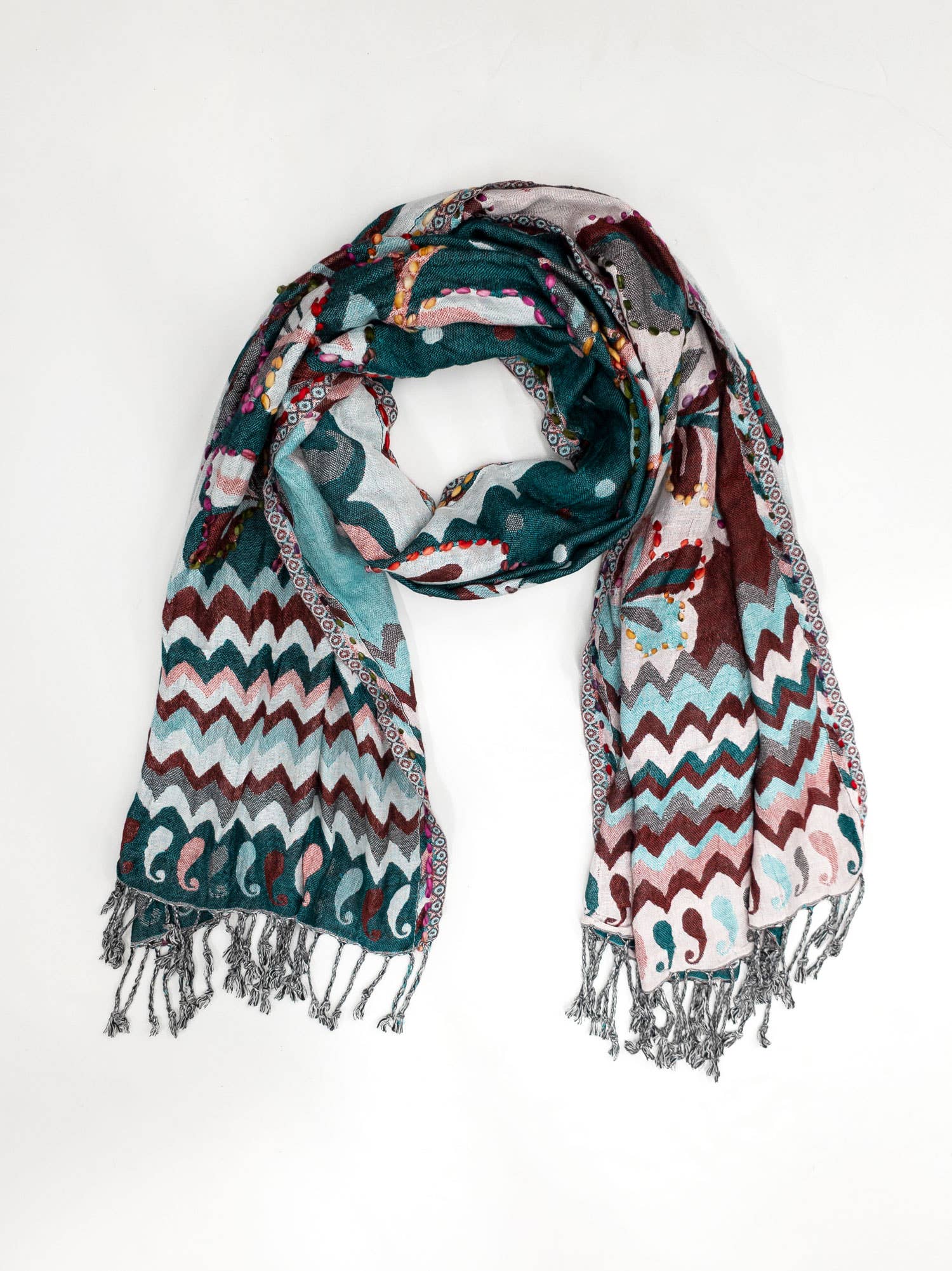 Raj Trading & Imports (USA) Inc. - Wholesale Scarf - Women's - Amanda Thick Stitch Embroidered Scarf Shawl31