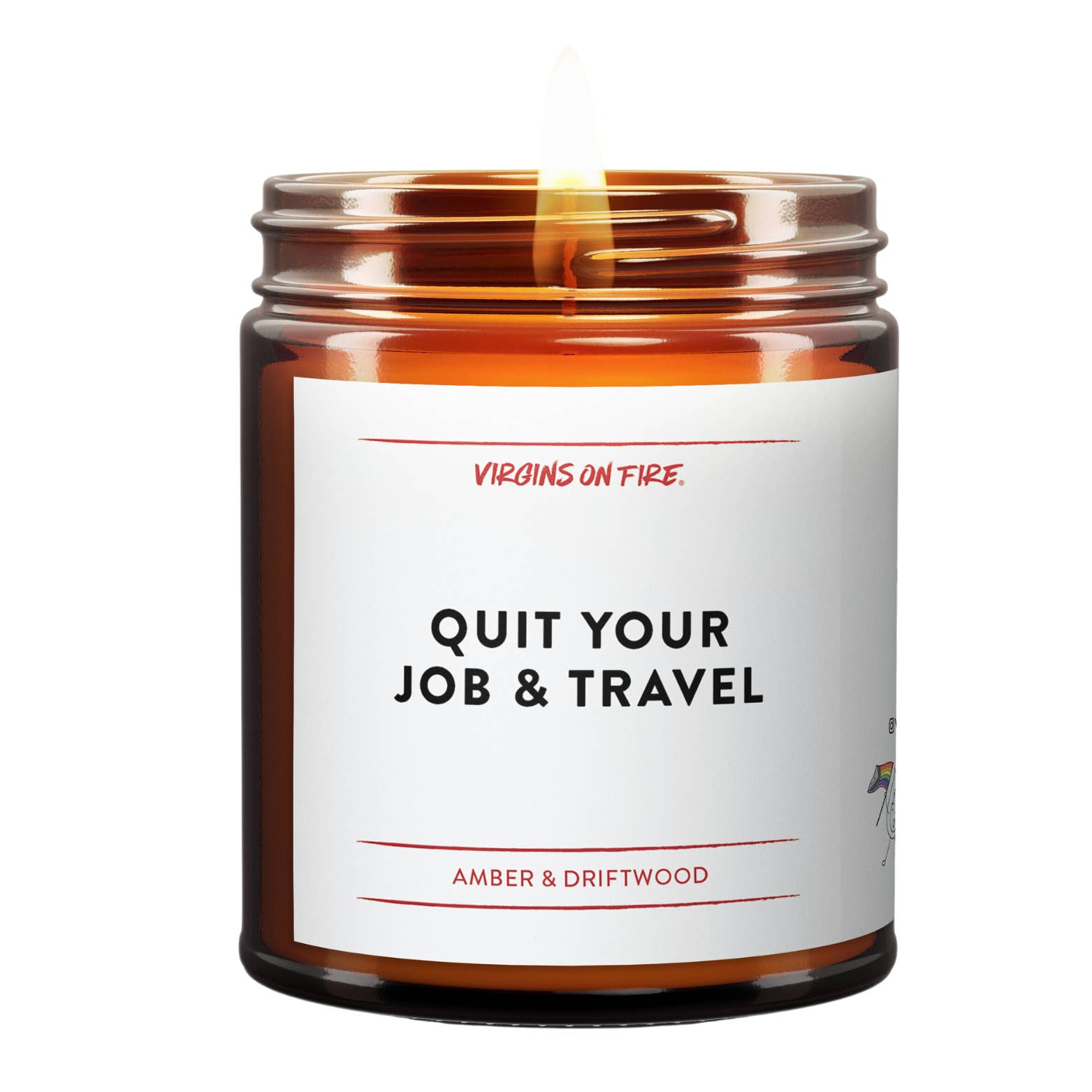 QUIT YOUR JOB & TRAVEL (Amber) Fun Soy Wax Travel Candle for wholesale by Virgins On Fire Candle Co.