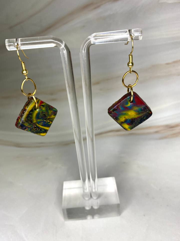 Small Tilted Square Earrings for wholesale by Oreilles Fantaisie LLC
