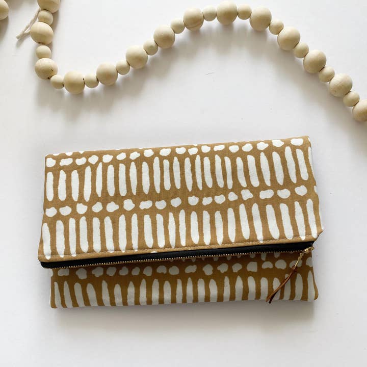 Oversized clutch bag in boho mustard deja for wholesale by September Skye Bags & Accessories