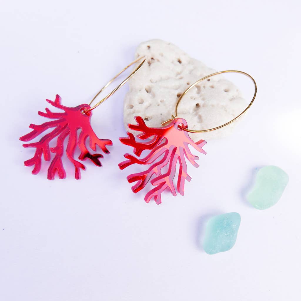 BiCA-Good Morning Design - Wholesale Dangle Earrings - Corallina gold hoop earrings, dangling corals1