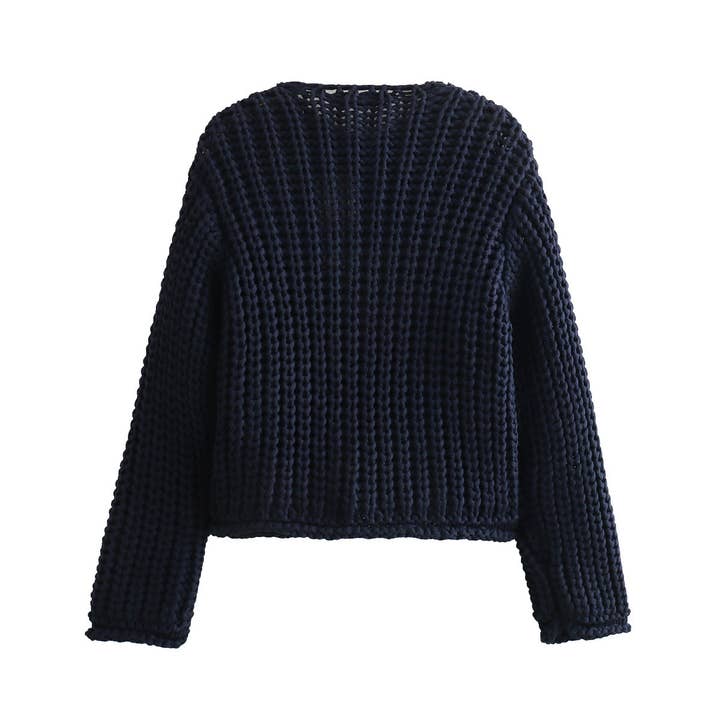 Lily Clothing - Wholesale Cardigan - Women's - SOLID COLOR SINGLE ROW ROUND BUTTON KNIT CARDIGAN
