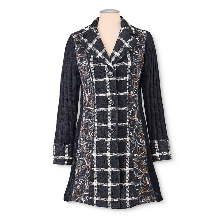 Mixed Fabric Sweater Jacket for wholesale by Pyramid Collection