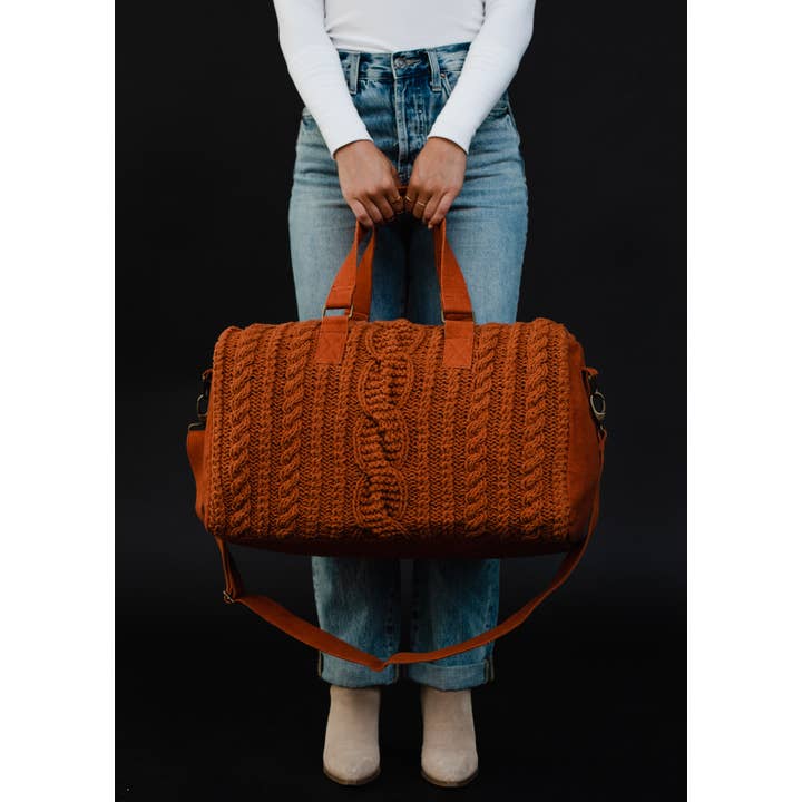 Panache Apparel Co. - Wholesale Purse/Bag Accessory - Women's - Rust Cable Knit Duffel