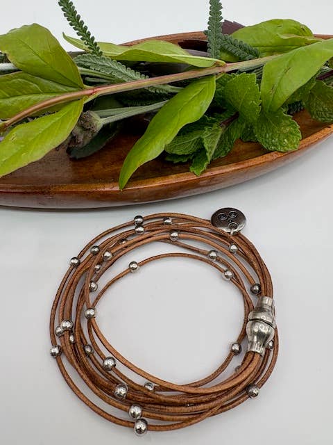 Trades by Haim Shahar - Wholesale Bangle Bracelet - Fawn Natural Leather Double Wrap Bracelet2