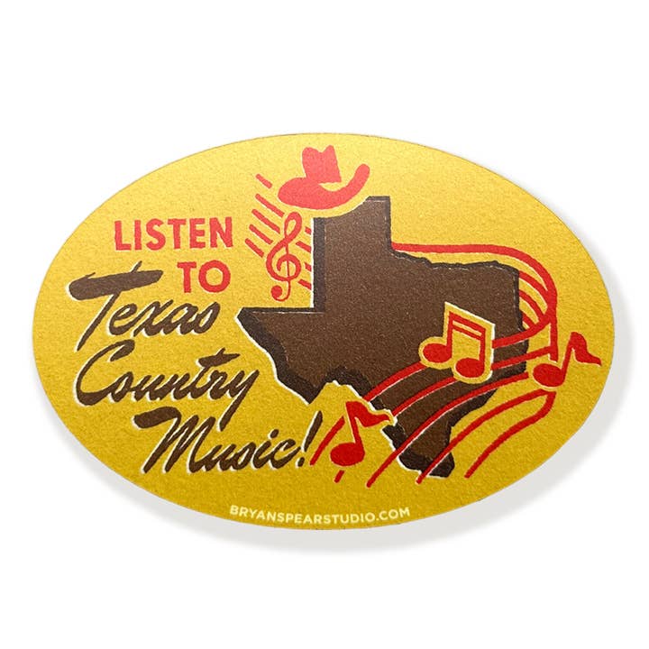 Listen to Texas Country Music Sticker for wholesale by Bryan Spear Studio