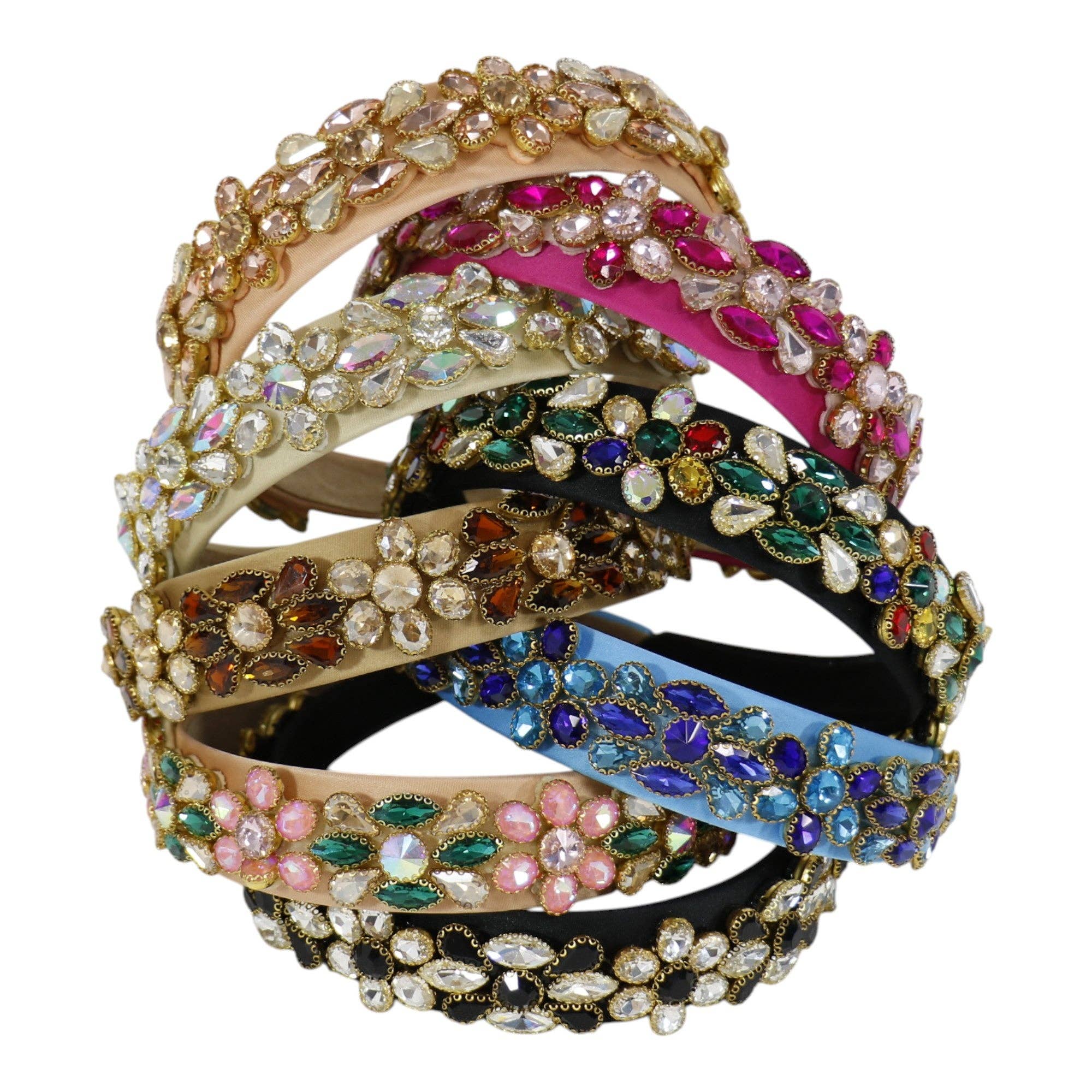 ASSORTITI Fascia Decorativa con Fiori Multi Cristallo HB1226-13 (12PC) in vendita all'ingrosso su Faire2