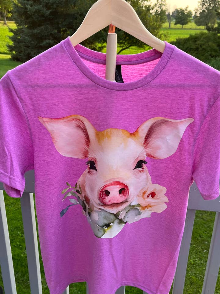 Beautiful Pink Pig T-Shirt Unisex Direct to Film Print for wholesale by 8 Cool Cats Jewelry Shop