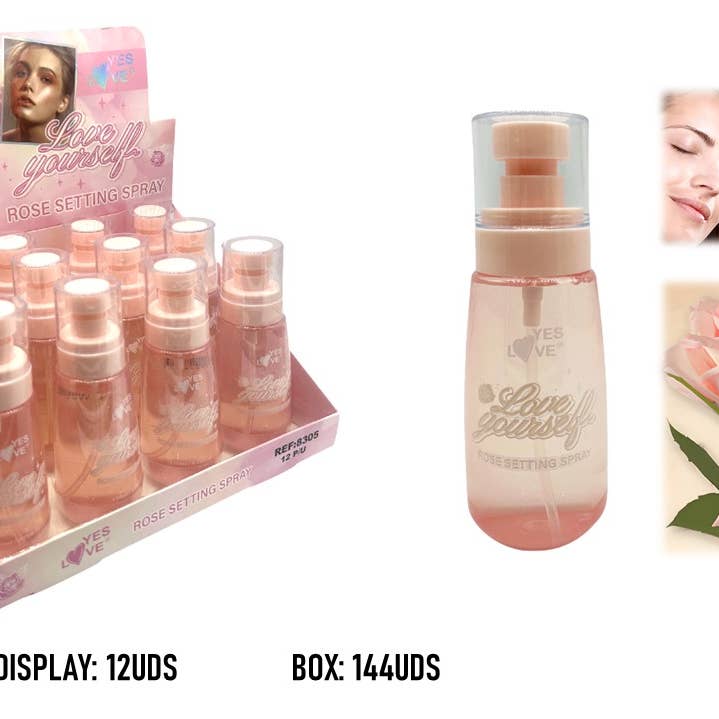Rose Makeup Setting Spray fra Yes Love Cosmetics for engroshandel hos Yes Love Cosmetics