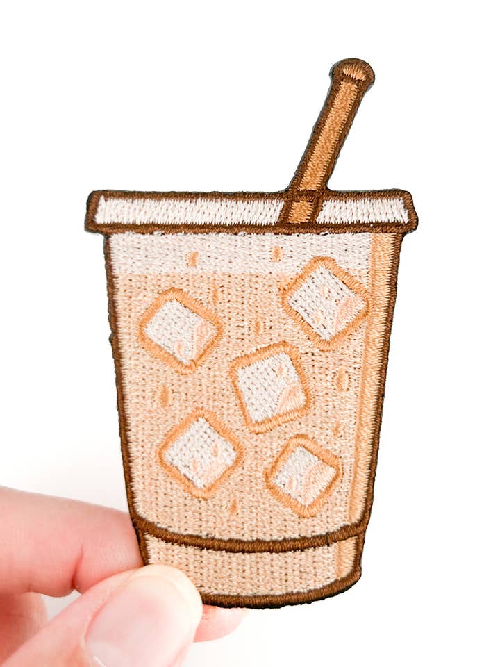 Iced Coffee Patch | Cold Brew Latte Embroidered Iron On for wholesale by Field Trip Threads