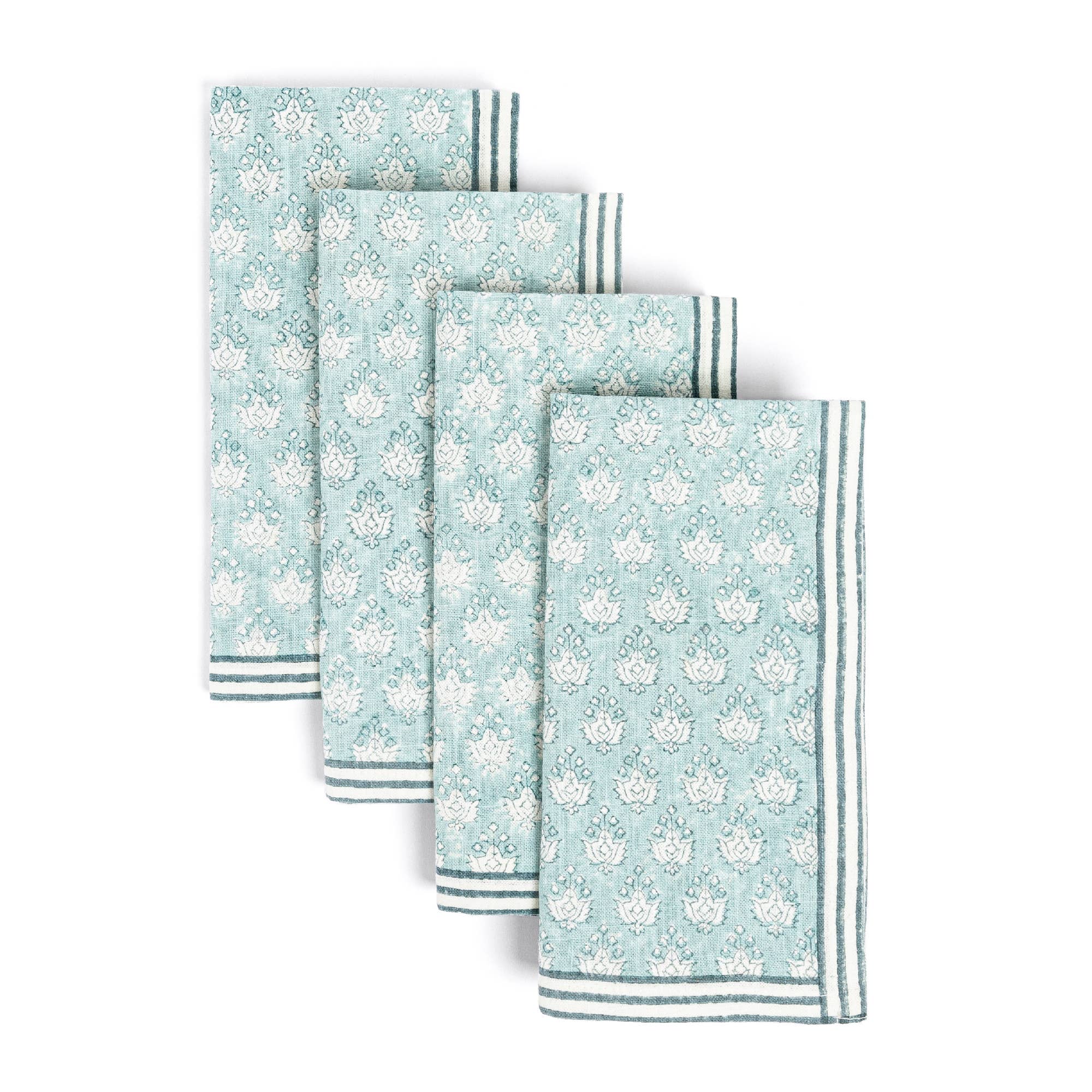 over&back - Wholesale Dinner & Cloth Napkin - Artisan Hand-Blocked Cloth Napkins – 100% Cotton – Set of 4 0