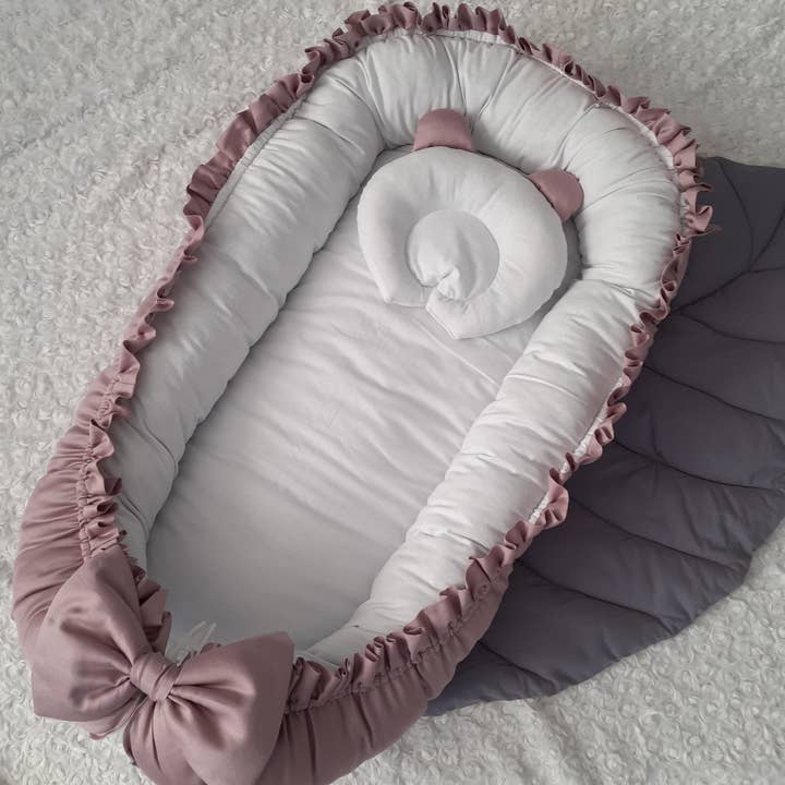 Allbright Kids - Vendita all'ingrosso Culla - Neonati - Nido per Neonati. BabyNest in Cotone + Ricamo Personalizzato. Cuscino in Regalo!0