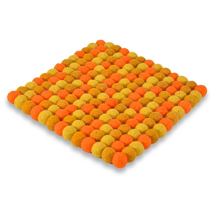 Square Pom-pom Trivets- Orange for wholesale by BNB Crafts Inc.