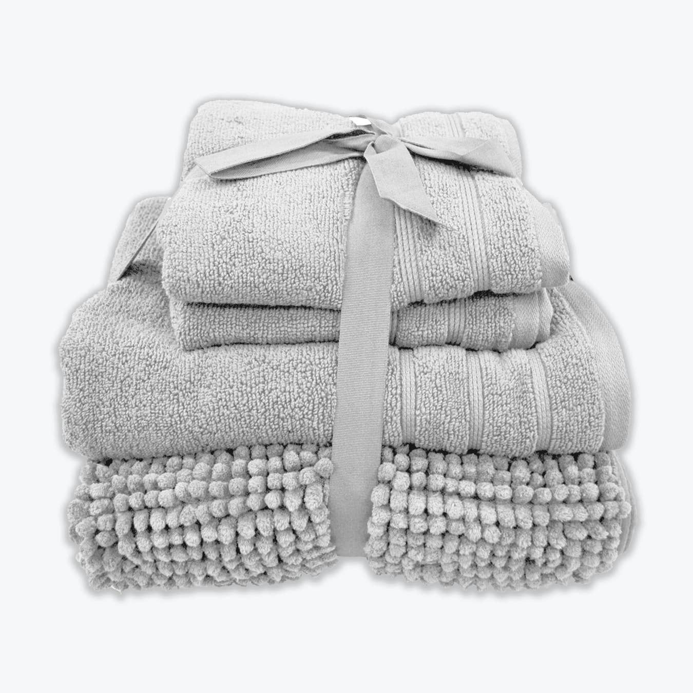 Allure Bath Fashions - Wholesale Towel Set - Ribbon Tied Towel & Bath Mat Bundle - Four Pack1