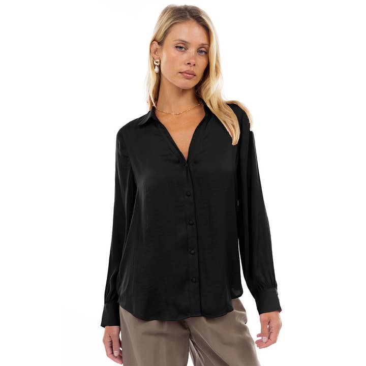 Naked Zebra - Vendita all'ingrosso Camicetta - Donna - Blusa Classica con Scollo a V e Bottoni - T11