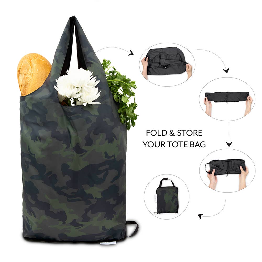 Weddingstar Inc. – wholesale Grocery/shopping bag – Reusable Foldable Compact Tote Bag - Camo3