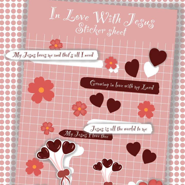 In Love With Jesus Handmade Sticker Sheet for wholesale by Made in His image