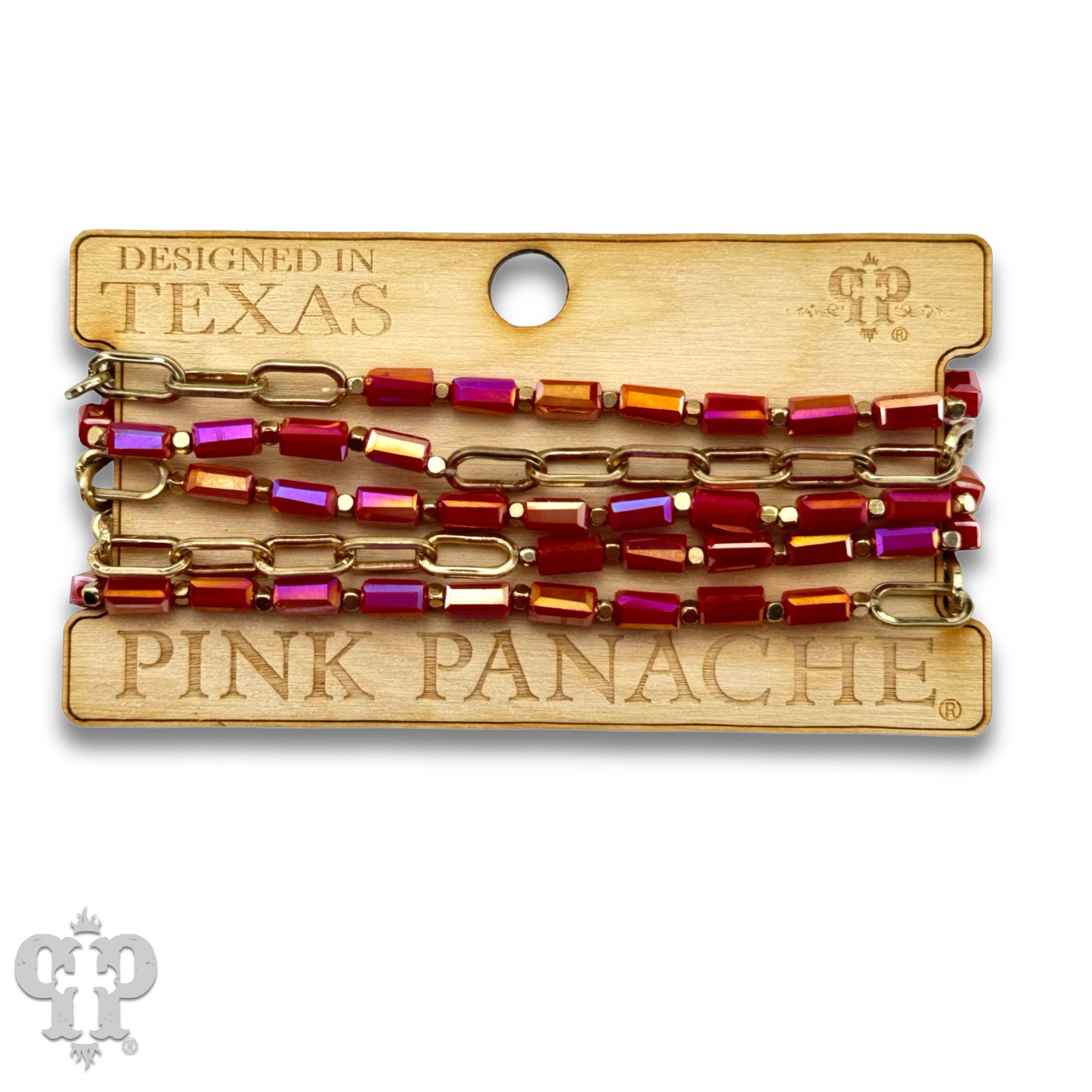 Red bead and gold chain bracelet set, last call for wholesale on Faire2