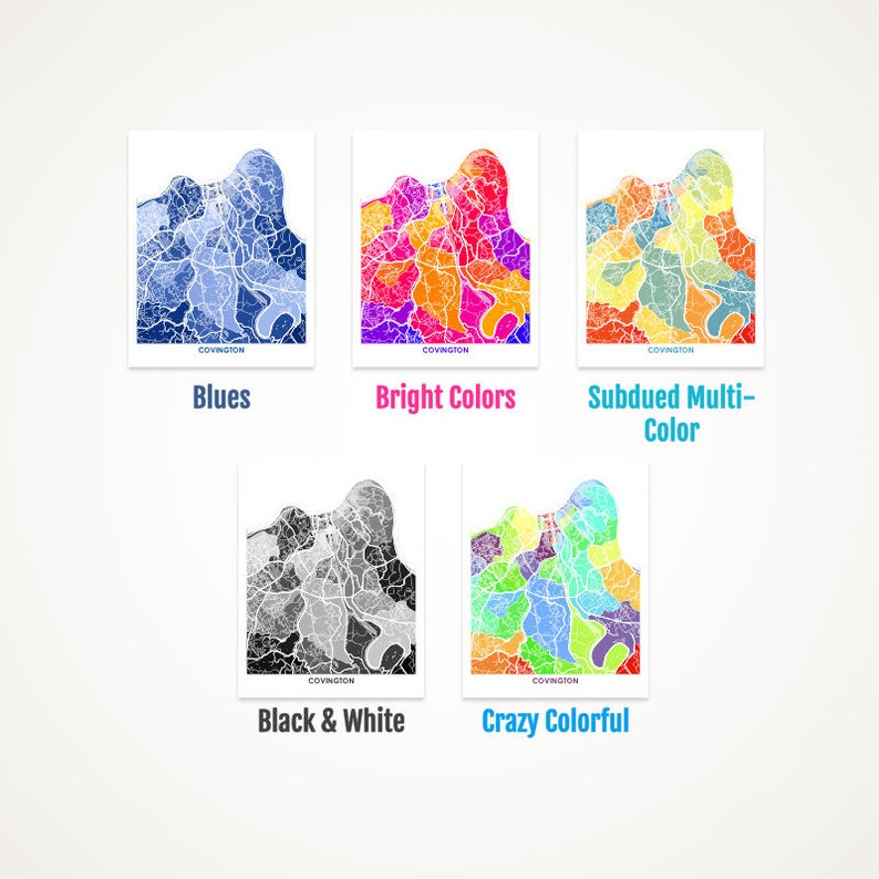 Juanita's Adventures - Wholesale Art Print - Juanitas Covington Map Print1