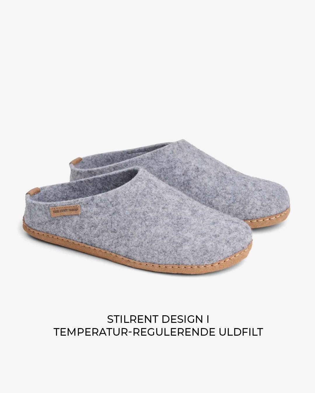 The Cozy Sheep – wholesale Slip in-skor – Dam – Filtofflor med lädersula – ljusgrå7