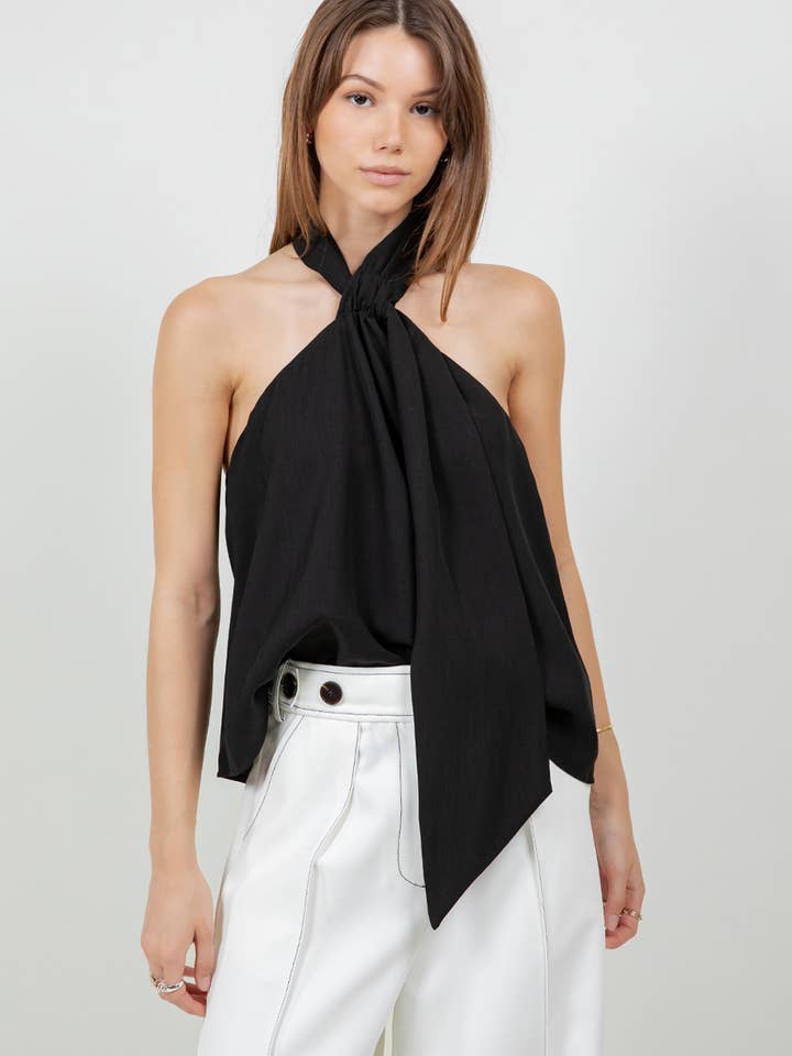 ADJUSTABLE HALTER SCARF NECK BLOUSE
for wholesale by Whiteroom+Cactus