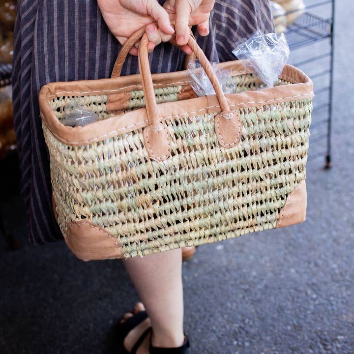 Medina - Wholesale Basket - Open Weave Basket with Leather Trim