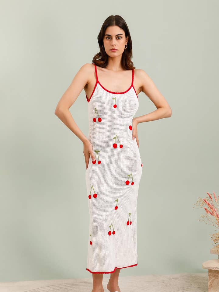 A1533 VESTIDO CEREZA para venta al por mayor de Daphnea