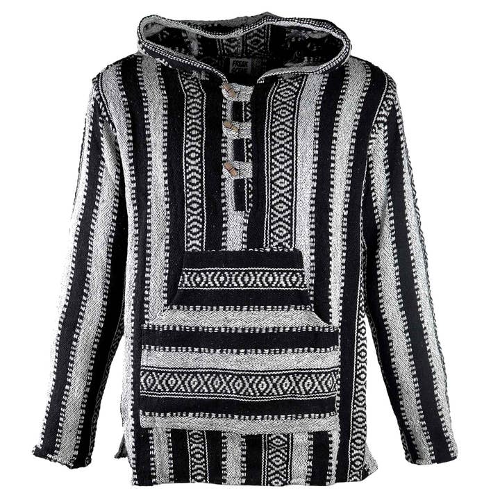 Giacca poncho bianco-nera Poncho Baja Jerga stile messicano per la vendita all'ingrosso da parte di Tribal Trade GmbH