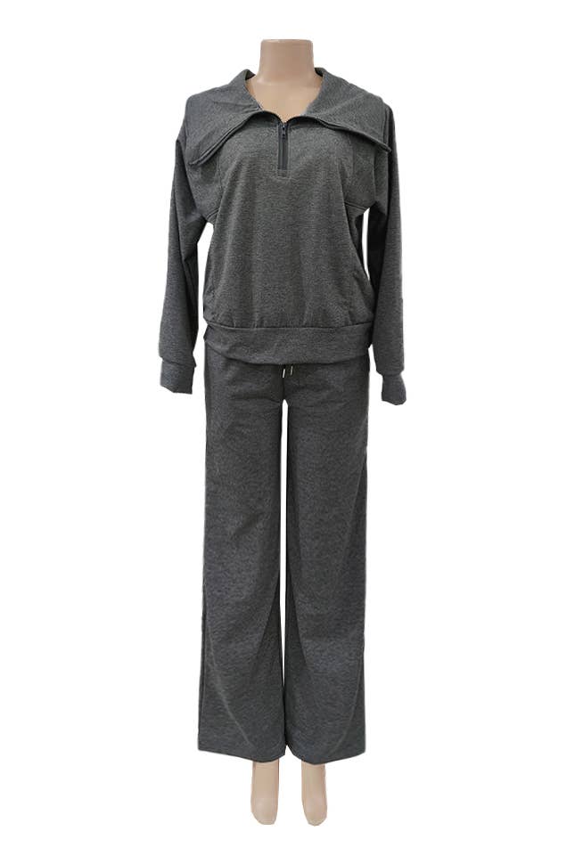 Rosa Clothing - Wholesale Top & Pant Set (NOT Loungewear) - Women's - Oversized Half zip Sweatshirt & Pants 2 Piece Tracksuit18