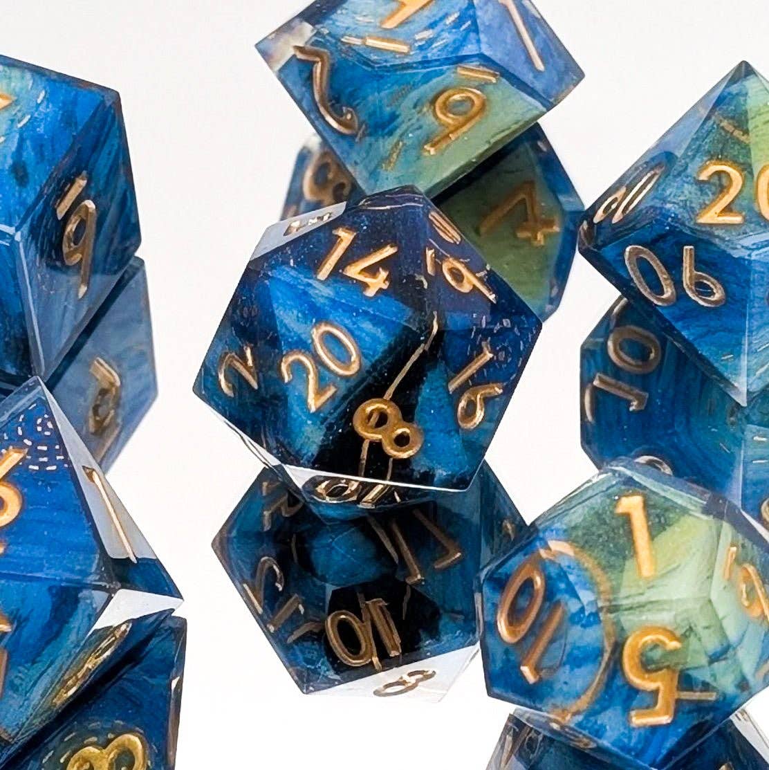 EBONWOOD - Wholesale Dice - Mist and Moon - 7 Piece Luxury D&D Dice Set0