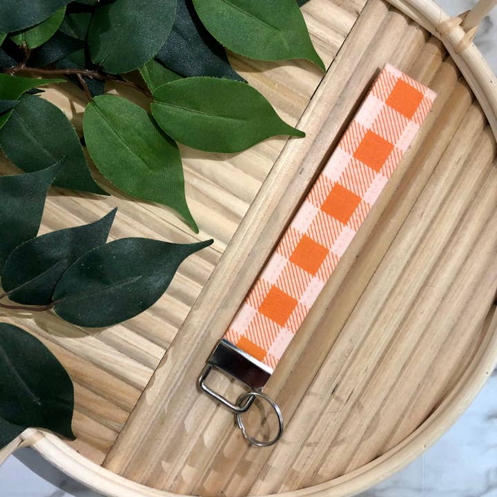 Porte-clés en tissu à carreaux orange, porte-clés pour la vente par MDStickerShop
