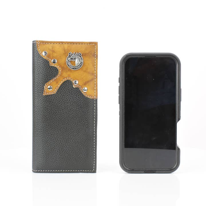 Leather Impressions Inc - Wholesale Wallet - Men’s - Rodeo Wallet with Horse and Horseshoe Concho VL8727