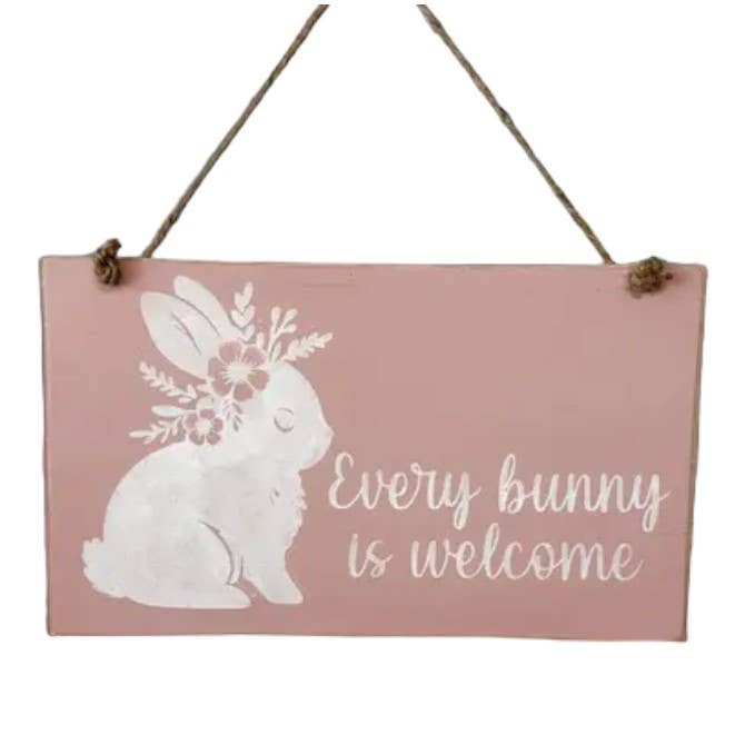 Every Bunny Is Welcome Hanging Welcome Sign for wholesale by Windsor Lane Handmade Decor & More