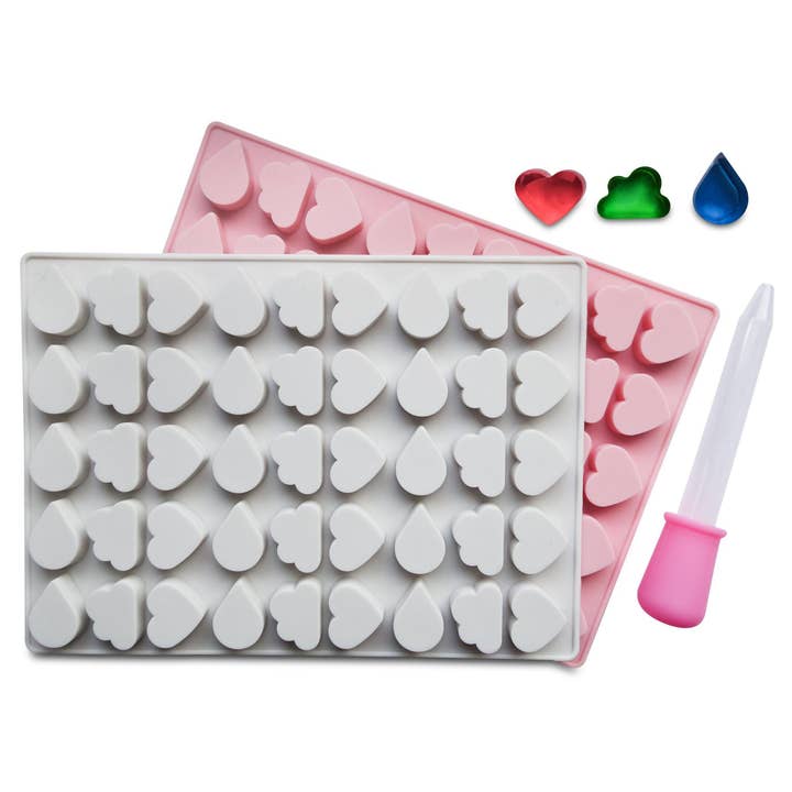 Bite-Size Heart, Cloud & Raindrop Silicone Mold (2 Pack) for wholesale by YGM Creations